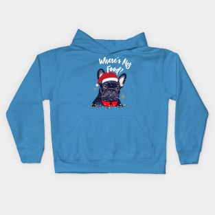 Adorable Blue French Bulldog Puppy in Christmas Costume Food Christmas Foodie Kids Hoodie